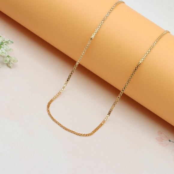Sleek Flat Rose Gold Box Chain Necklace Lobster Clasp Closure, XPNL0231 - Picture 1 of 12
